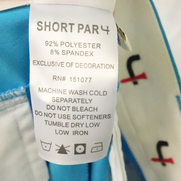 Short Par 4 Mens Blue Golf Pants 34x32 Moisture Wicking 4 pockets Elastic Waist - Picture 5 of 6